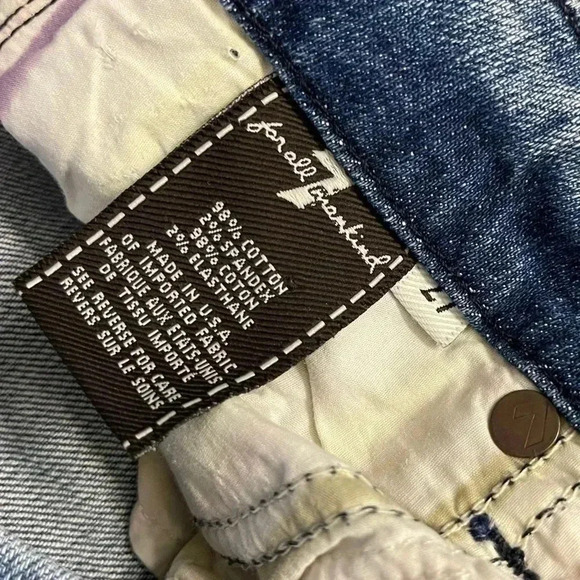 7 for all Mankind A Pocket Distressed Lexie Flare Denim Jeans Size 27 - Picture 12 of 13